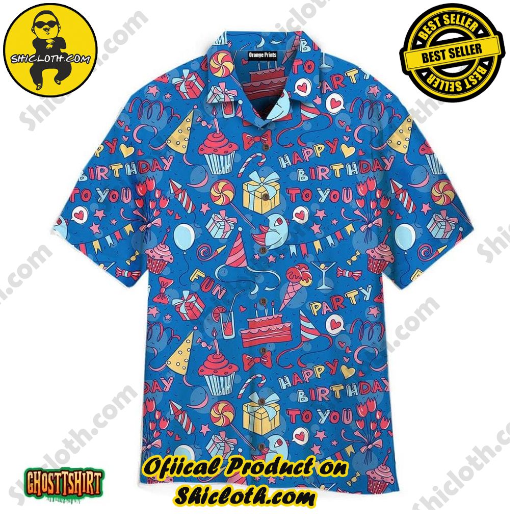 Discover the Perfect Beachwear: Shicloth's Stylish Summer Shirts for Your Next Vacation 69 Amazing Happy Birthday On Blue Pattern Aloha Hawaiian Shirt