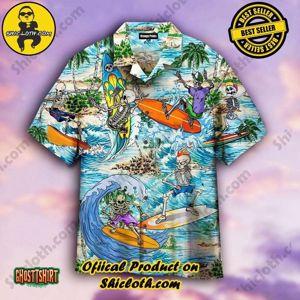 Discover the Perfect Beachwear: Shicloth's Stylish Summer Shirts for Your Next Vacation 80 Amazing Hot Summer Skeleton Surfing The Beach Aloha Hawaiian Shirt