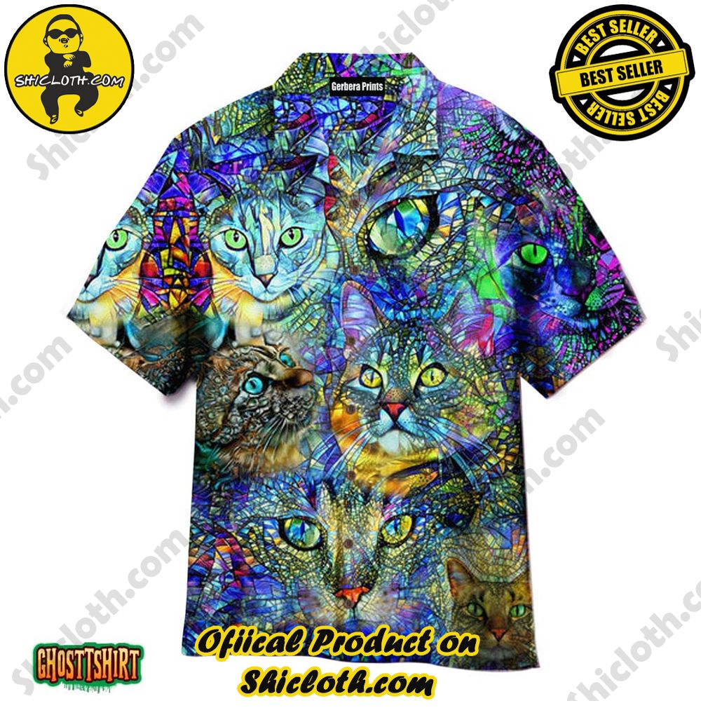 Discover the Perfect Beachwear: Shicloth's Stylish Summer Shirts for Your Next Vacation 92 Amazing Kaleidoscope Cat Aloha Hawaiian Shirt