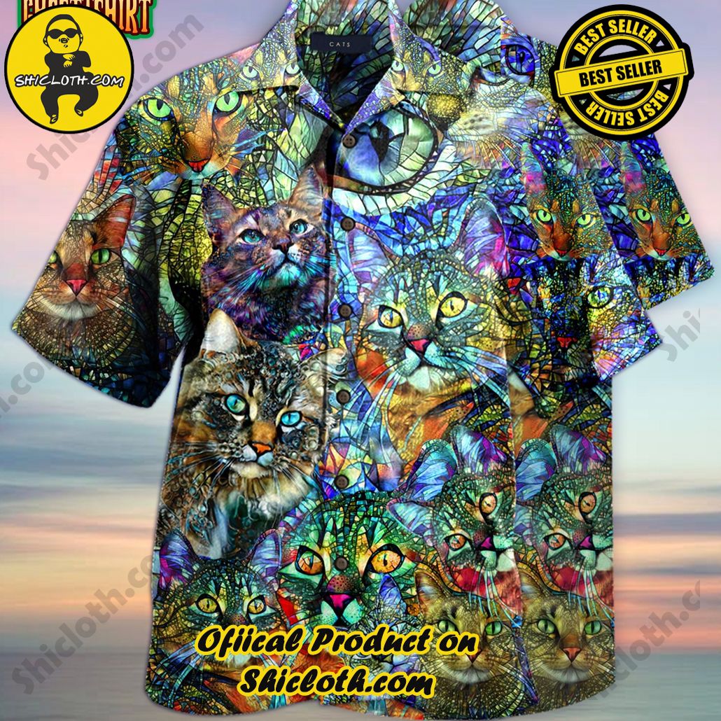 Discover the Perfect Beachwear: Shicloth's Stylish Summer Shirts for Your Next Vacation 93 Amazing Kaleidoscope Cat Hawaiian Shirt
