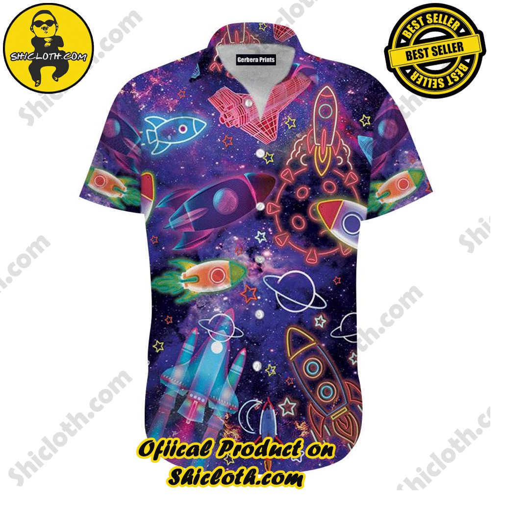 Shicloth Beach Shirts: The Perfect Summer Wardrobe Staple 30 Amazing Neon Colorful Light Rocket In Outer Space Aloha Hawaiian Shirt