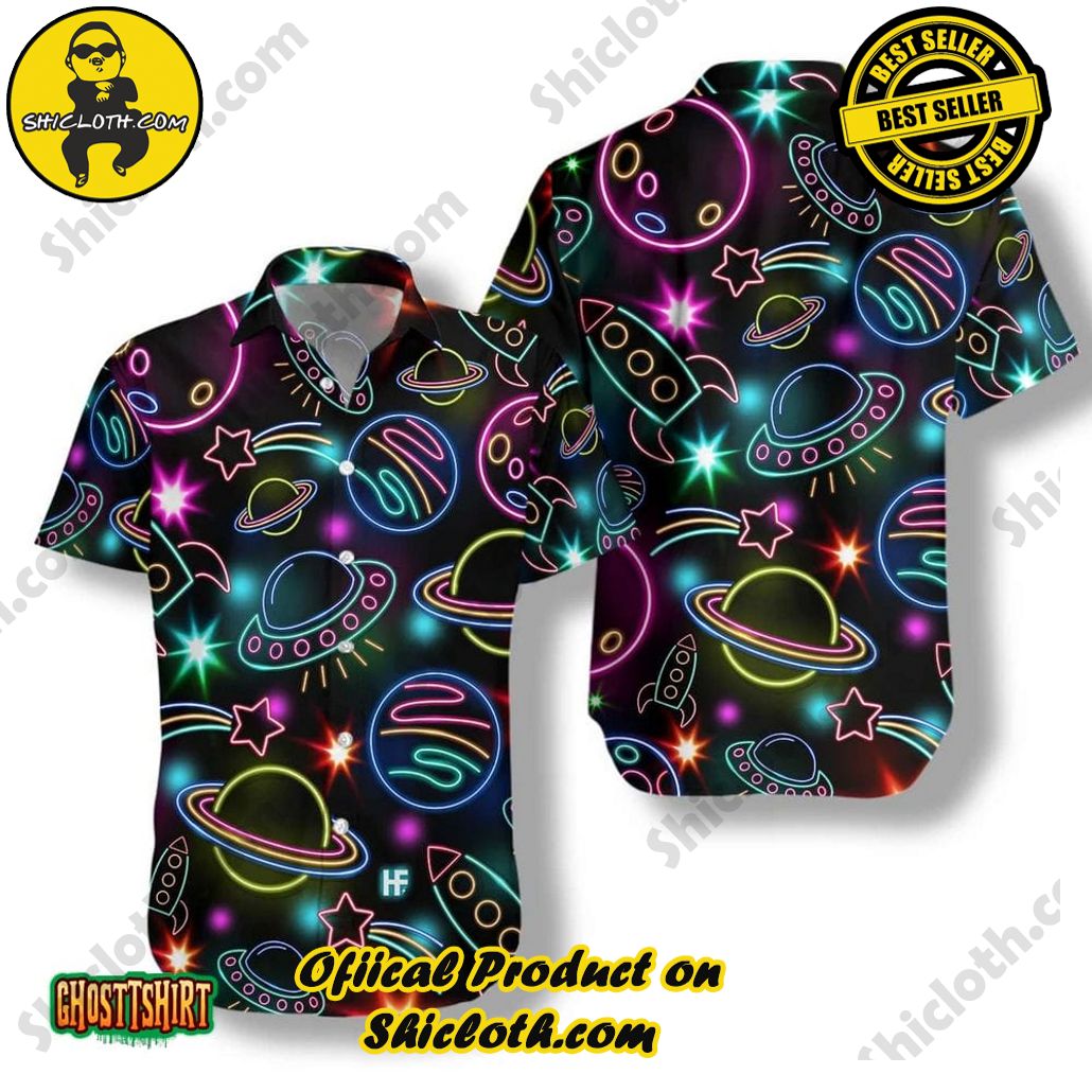 Shicloth Beach Shirts: The Perfect Summer Wardrobe Staple 31 Amazing Neon Space Black Aloha Hawaiian Shirt