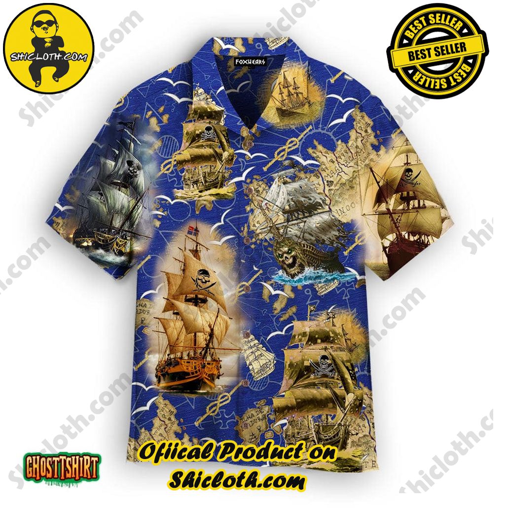 Shicloth Beach Shirts: The Perfect Summer Wardrobe Staple 55 Amazing Pirate Ship Sea Blue Aloha Hawaiian Shirt