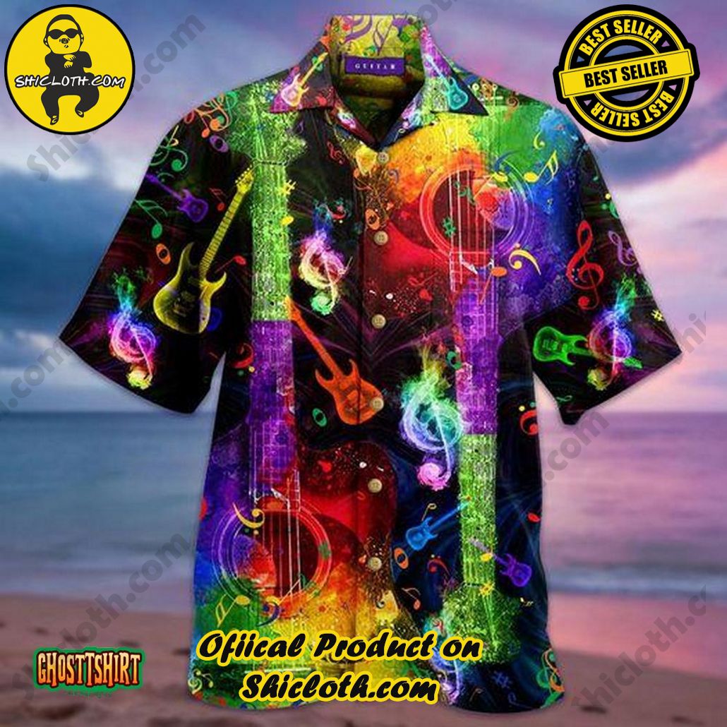 Shicloth Beach Shirts: The Perfect Summer Wardrobe Staple 69 Amazing Rainbow Guitar Colourful Aloha Hawaiian Shirt
