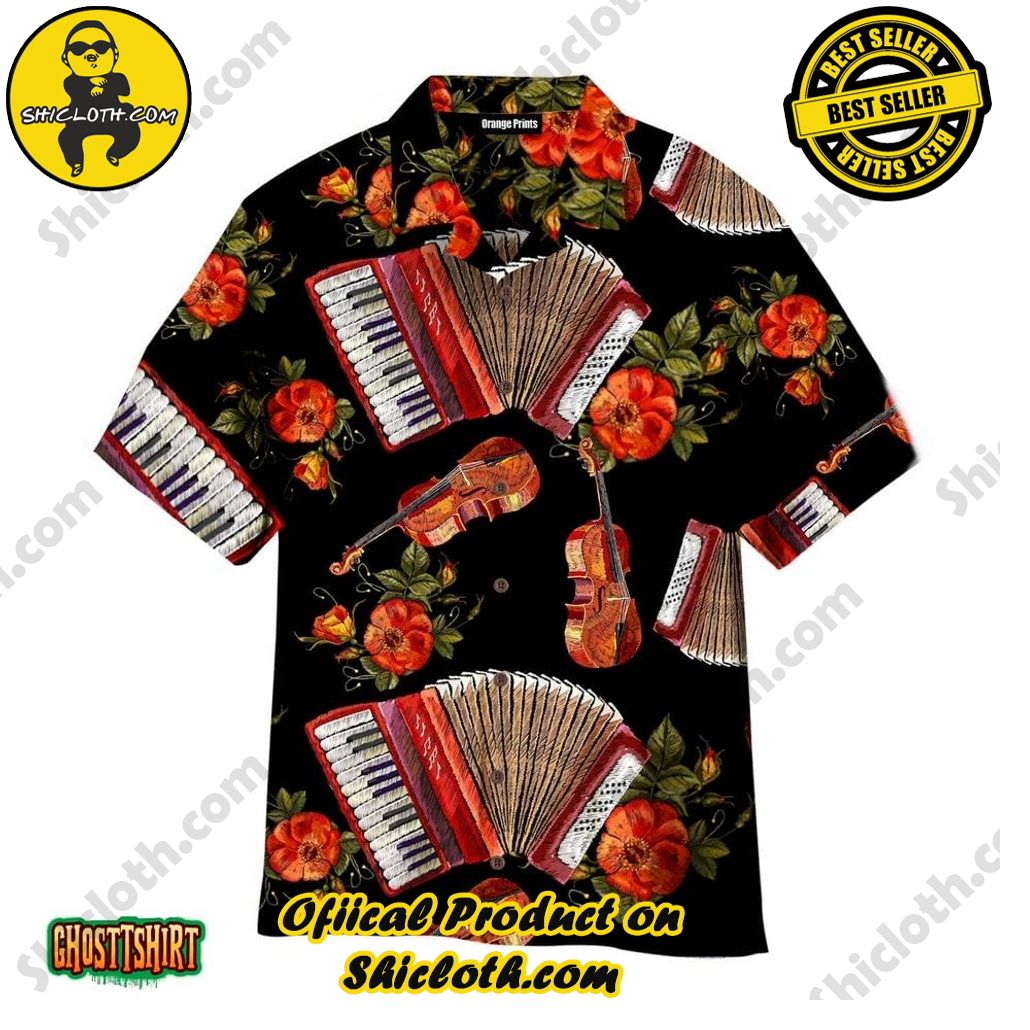 Shicloth Beach Shirts: The Perfect Summer Wardrobe Staple 72 Amazing Red Accordion Flowers Pattern Black Aloha Hawaiian Shirt