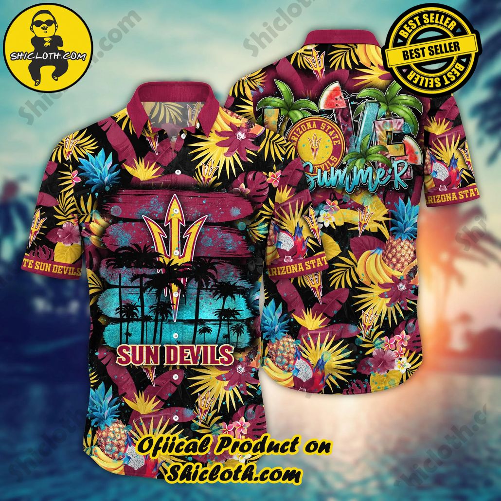 Show Your Team Spirit with Shicloth NCAA Beach Shirts 8 Arizona State Sun Devils NCAA Hawaiian Shirt Bikinistime International Sport Shirts