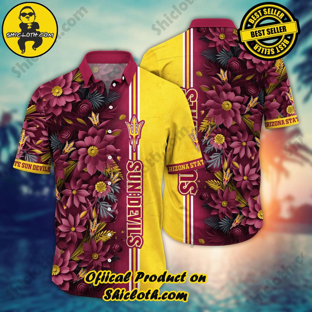 Show Your Team Spirit with Shicloth NCAA Beach Shirts 9 Arizona State Sun Devils NCAA Hawaiian Shirt Custom Shorts Aloha Shirt