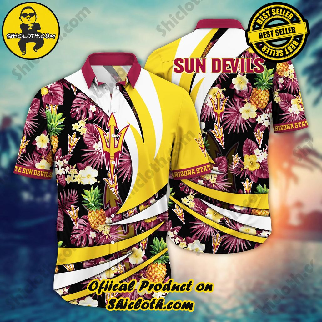 Show Your Team Spirit with Shicloth NCAA Beach Shirts 14 Arizona State Sun Devils NCAA Hawaiian Shirt Sunlight Aloha Shirt