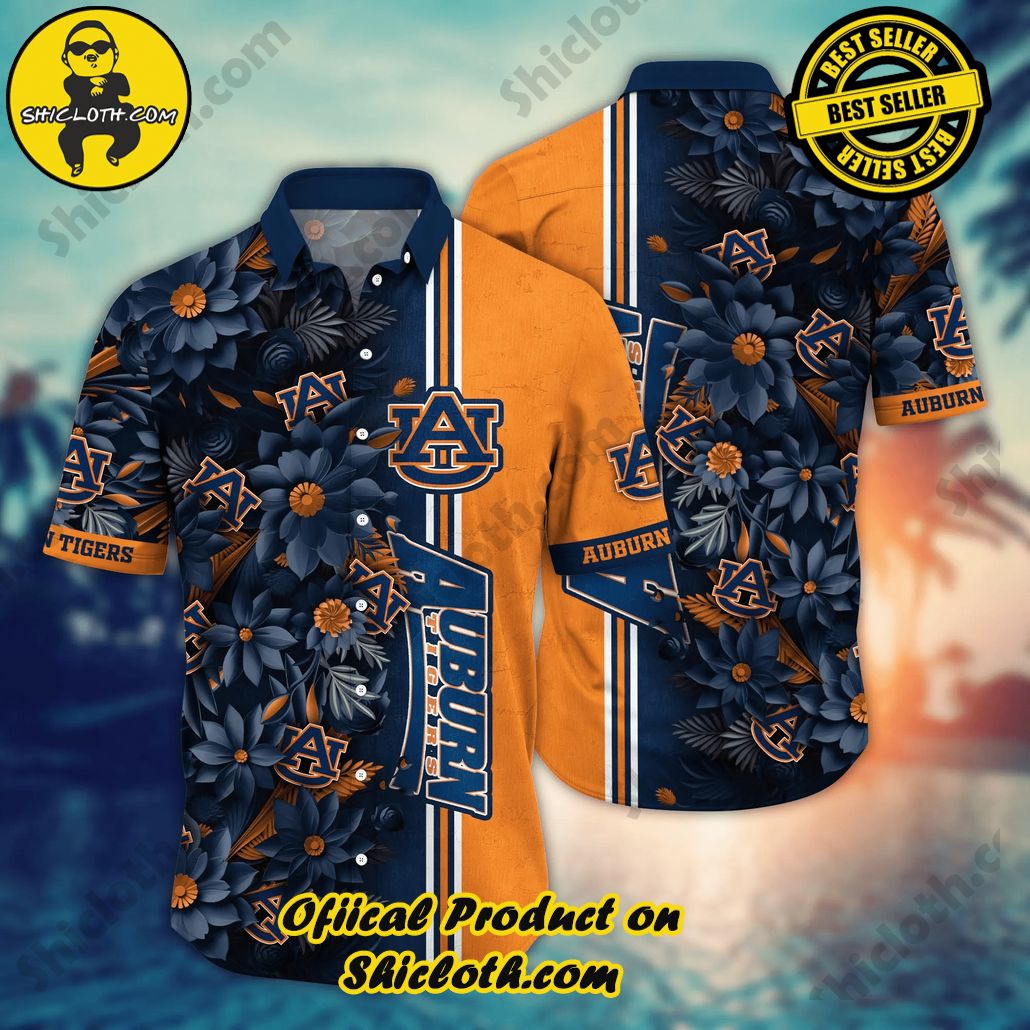 Show Your Team Spirit with Shicloth NCAA Beach Shirts 24 Auburn Tigers NCAA Hawaiian Shirt Custom Sprinklers Aloha Shirt