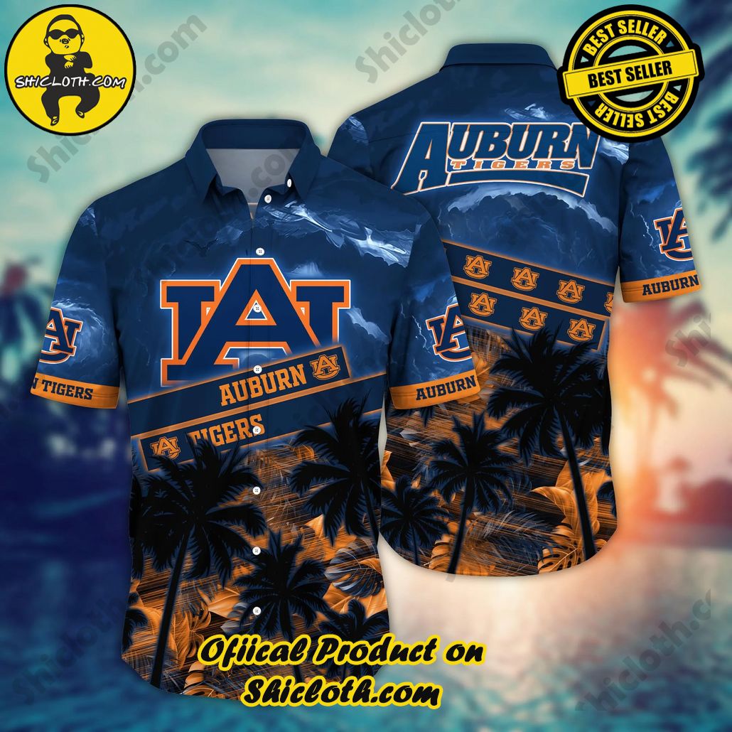 Show Your Team Spirit with Shicloth NCAA Beach Shirts 28 Auburn Tigers NCAA Hawaiian Shirt Wave Aloha Shirt