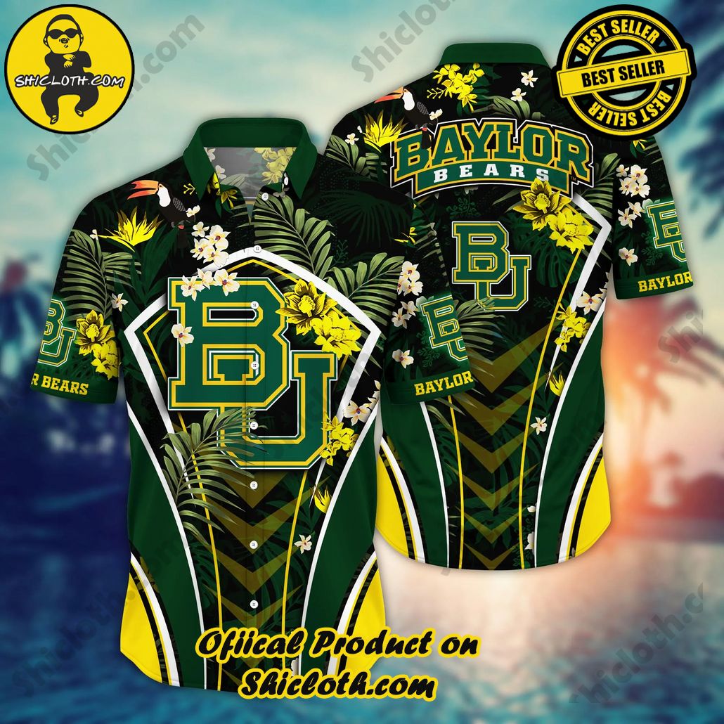 Show Your Team Spirit with Shicloth NCAA Beach Shirts 29 Baylor Bears NCAA Hawaiian Shirt Blooming Flowers Aloha Shirt