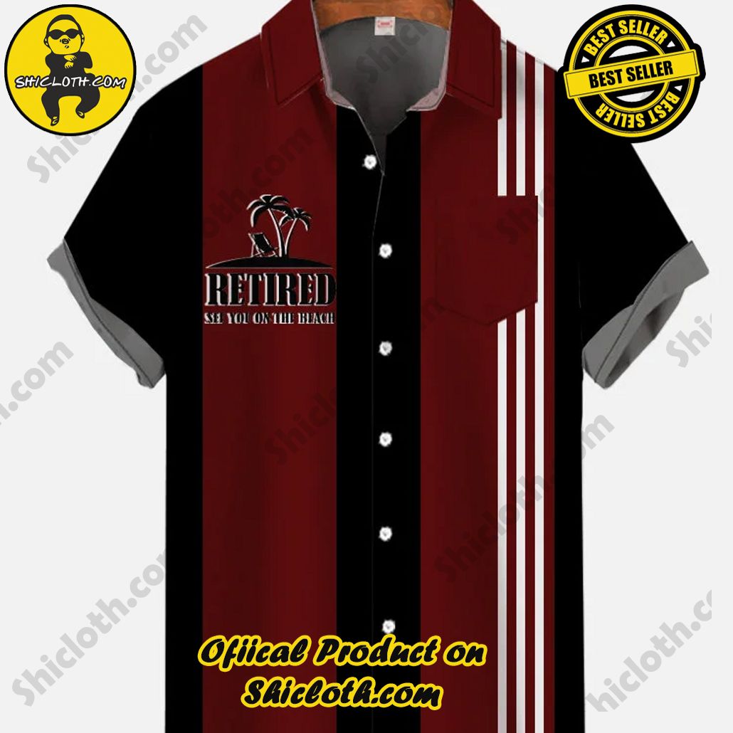 Shicloth Short Sleeve Shirts: The Perfect Way to Stay Cool and Comfortable on Your Beach Vacation 6 Black and Red Stripes Contrasting Color And Retirement Vacation Beach Printing Breast Pocket Short Sleeve Shirt