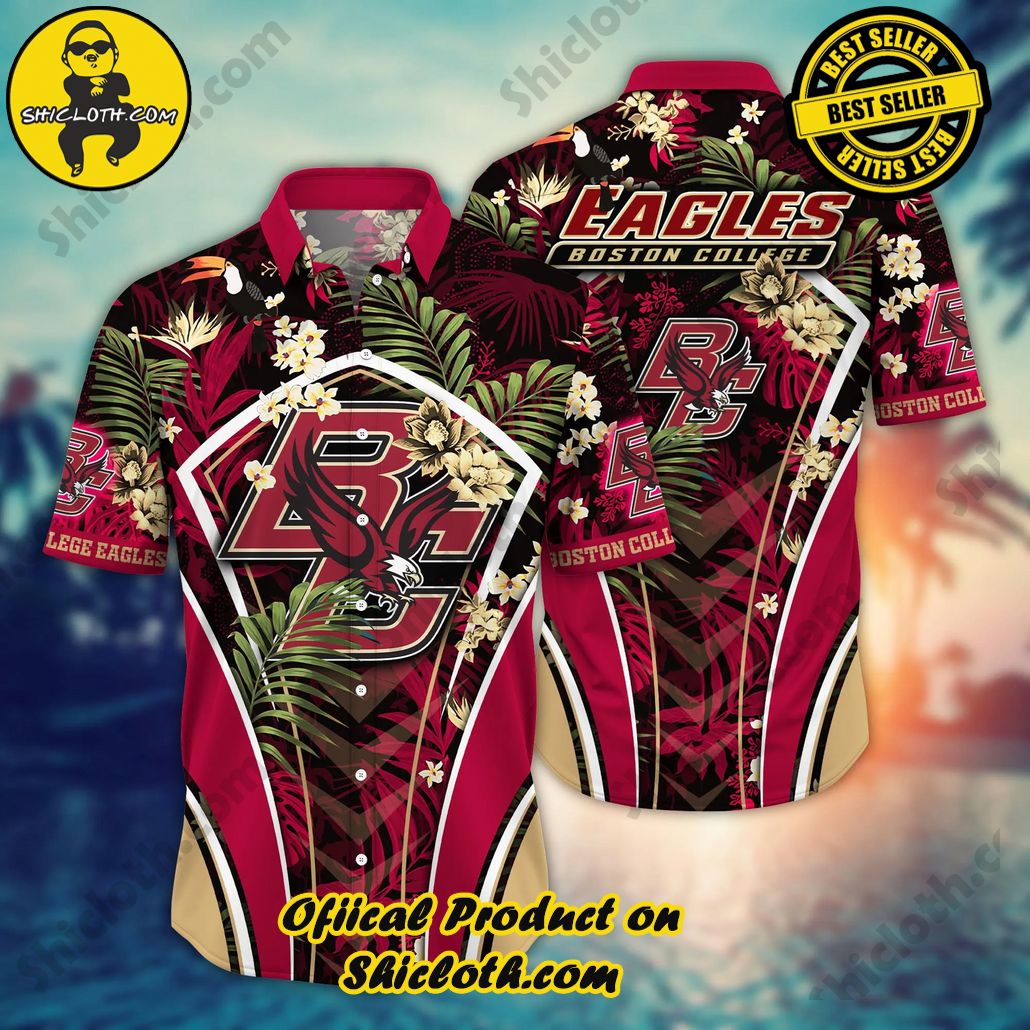 Show Your Team Spirit with Shicloth NCAA Beach Shirts 45 Boston College Eagles NCAA Hawaiian Shirt Long Days Aloha Shirt