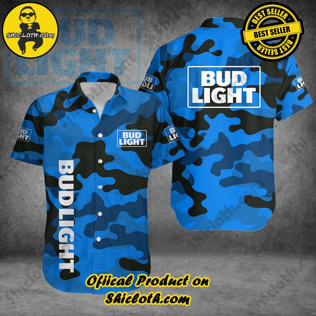 Unleash Your Inner Islander: Shicloth's Hawaiian Beach Shirts For Men 14 Bud Light Camouflage Button Beach Shirts For Men