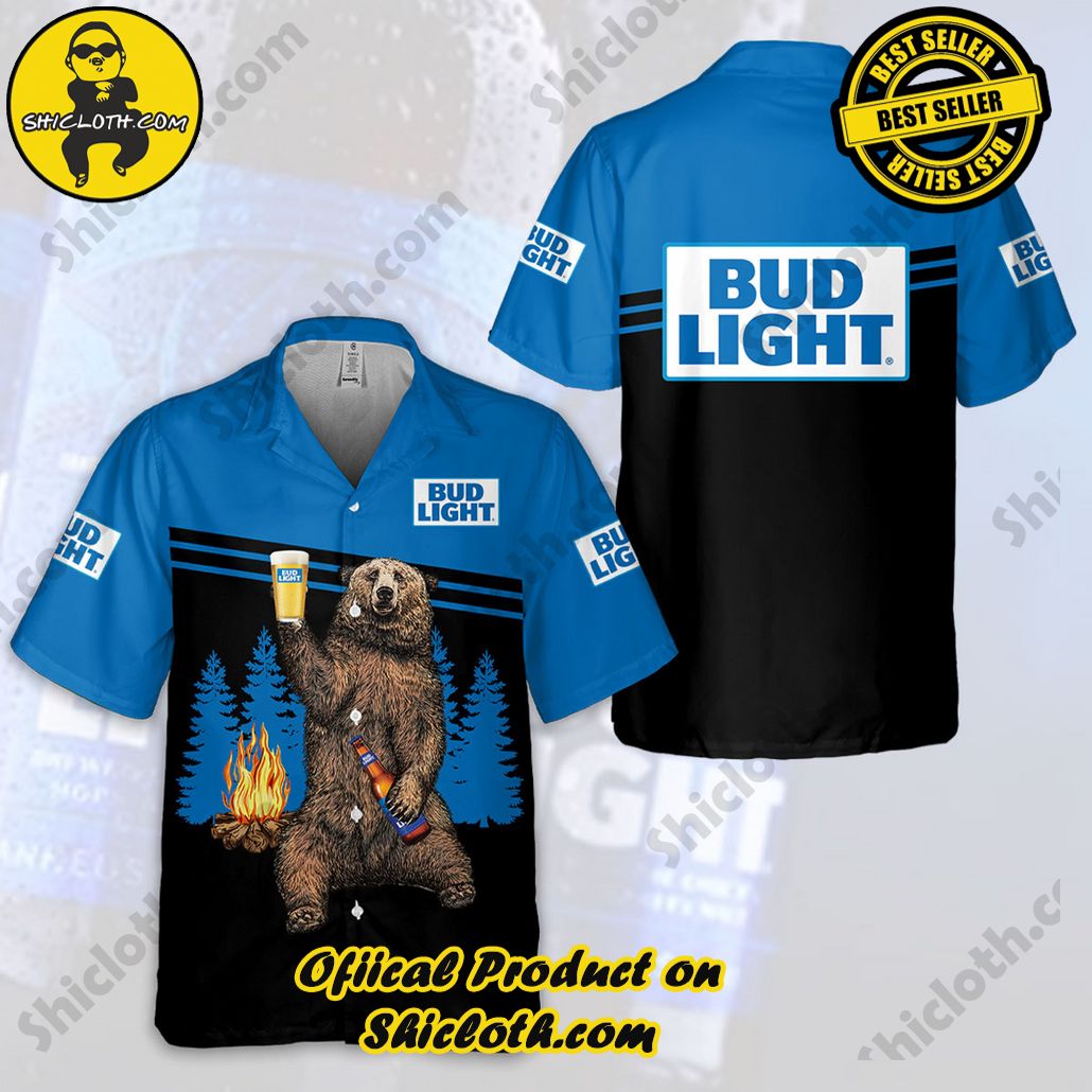 Unleash Your Inner Islander: Shicloth's Hawaiian Beach Shirts For Men 15 Bud Light Camping Bear Hawaiian Beach Shirts For Men