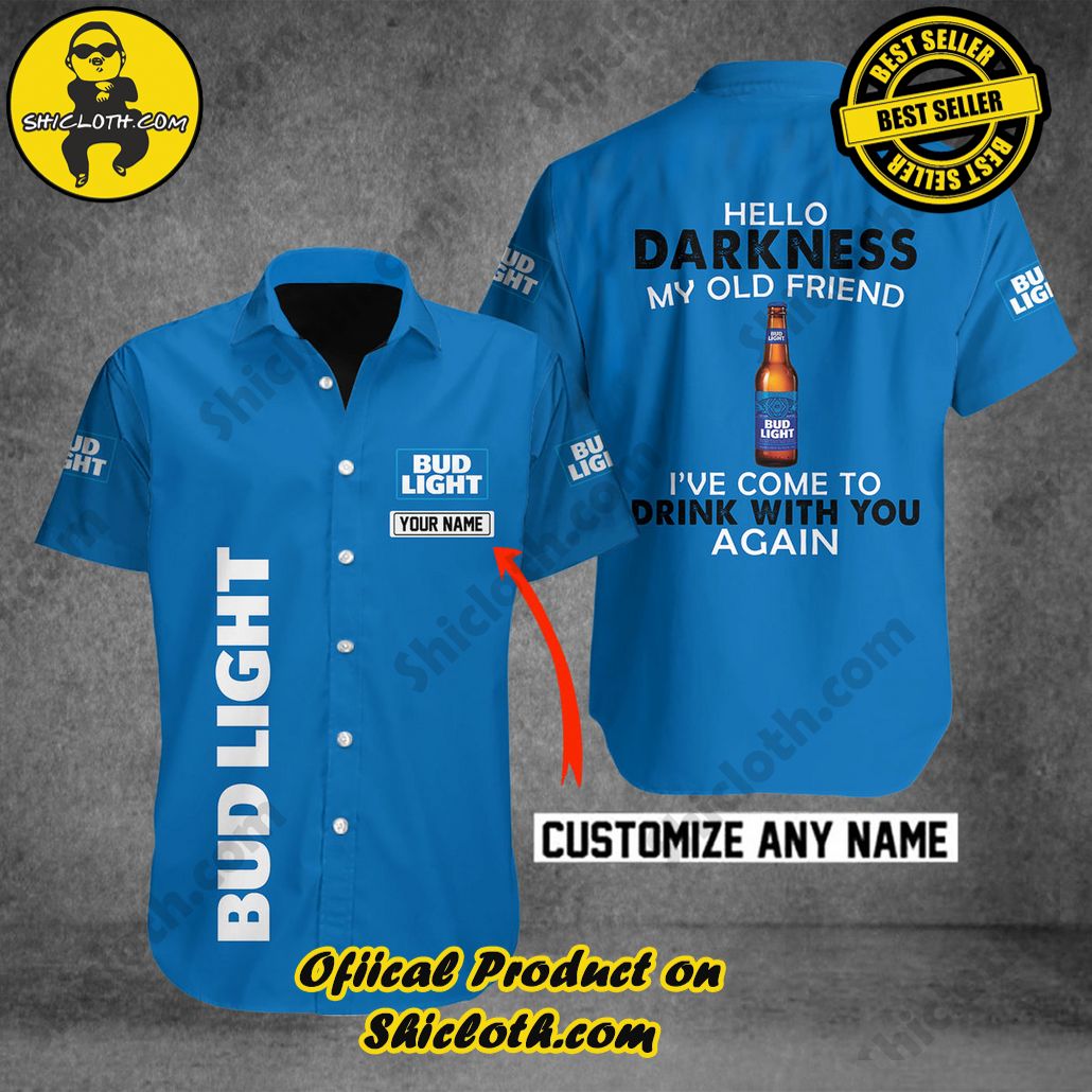 Discover Paradise: Shicloth's Button Shirt - Hawaiian Shirt 9 Bud Light Hello Darkness my Old Friend Personalized Button Shirt - Hawaiian Shirt