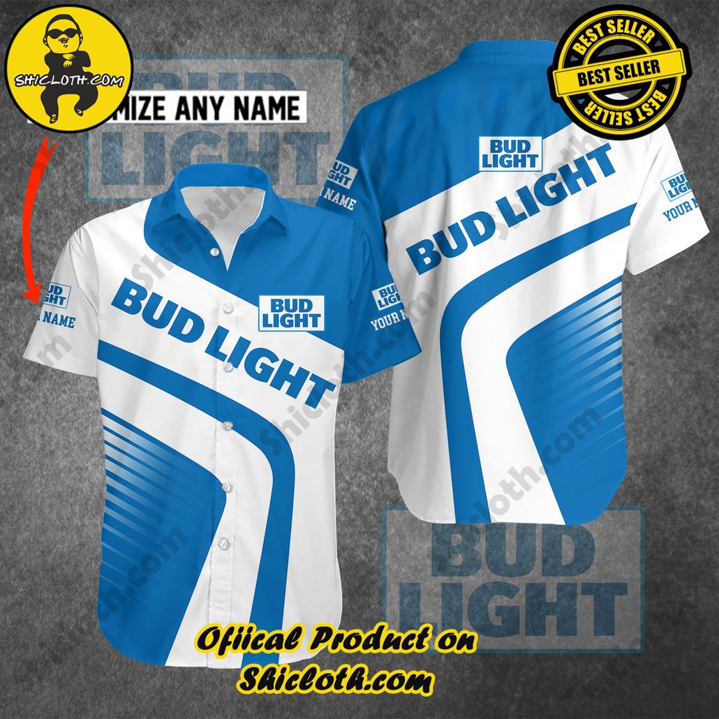 Unleash Your Inner Islander: Shicloth's Hawaiian Beach Shirts For Men 19 Bud Light Personalized Button Beach Shirts For Men