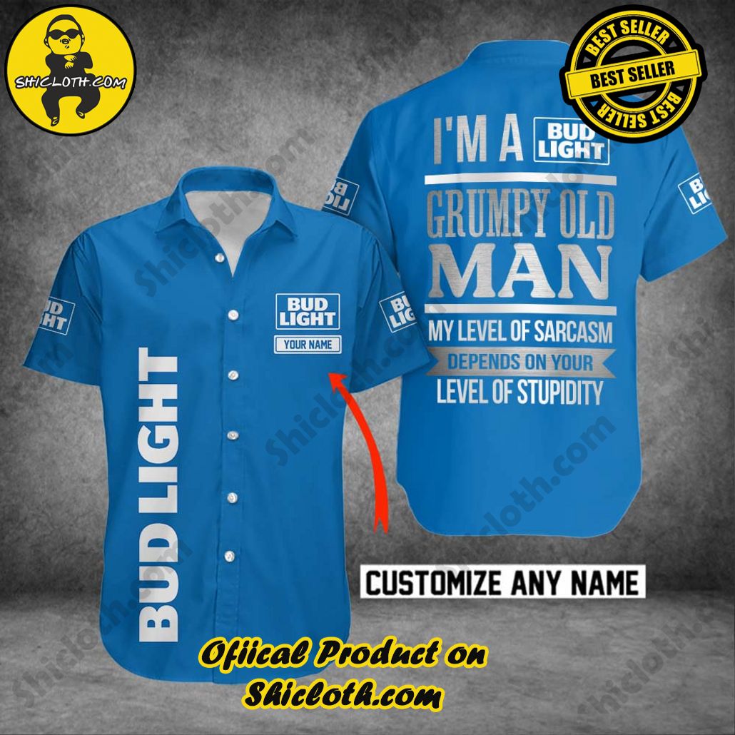 Discover Paradise: Shicloth's Button Shirt - Hawaiian Shirt 10 Bud Light Personalized Grumpy Old Man Button Shirt - Hawaiian Shirt