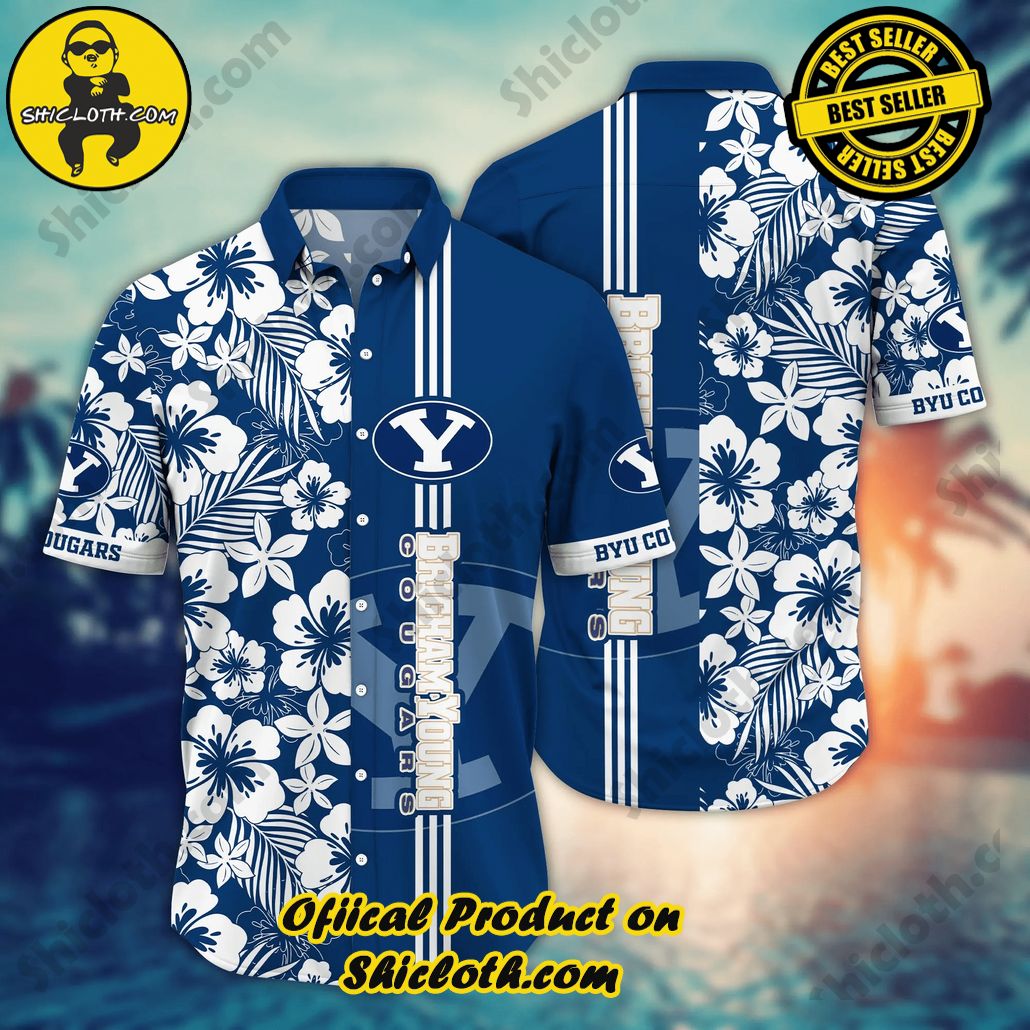Show Your Team Spirit with Shicloth NCAA Beach Shirts 53 Byu Cougars NCAA Hawaiian Shirt Ice Cream Seasontime Aloha Shirt