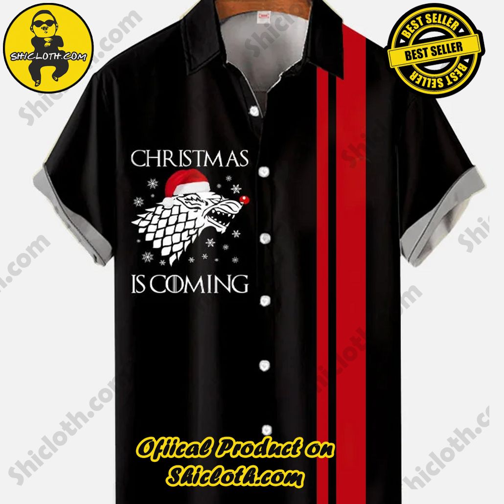 Shicloth Short Sleeve Shirts: Stay Cool and Look Sharp This Summer 6 Christmas Elements Retro Trendy Red And Black Matching Christmas Is Coming Wolf Printing Short Sleeve Shirt