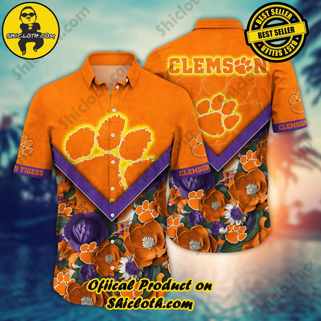 Show Your Team Spirit with Shicloth NCAA Beach Shirts 68 Clemson Tigers NCAA Hawaiian Shirt Custom Balmy Aloha Shirt