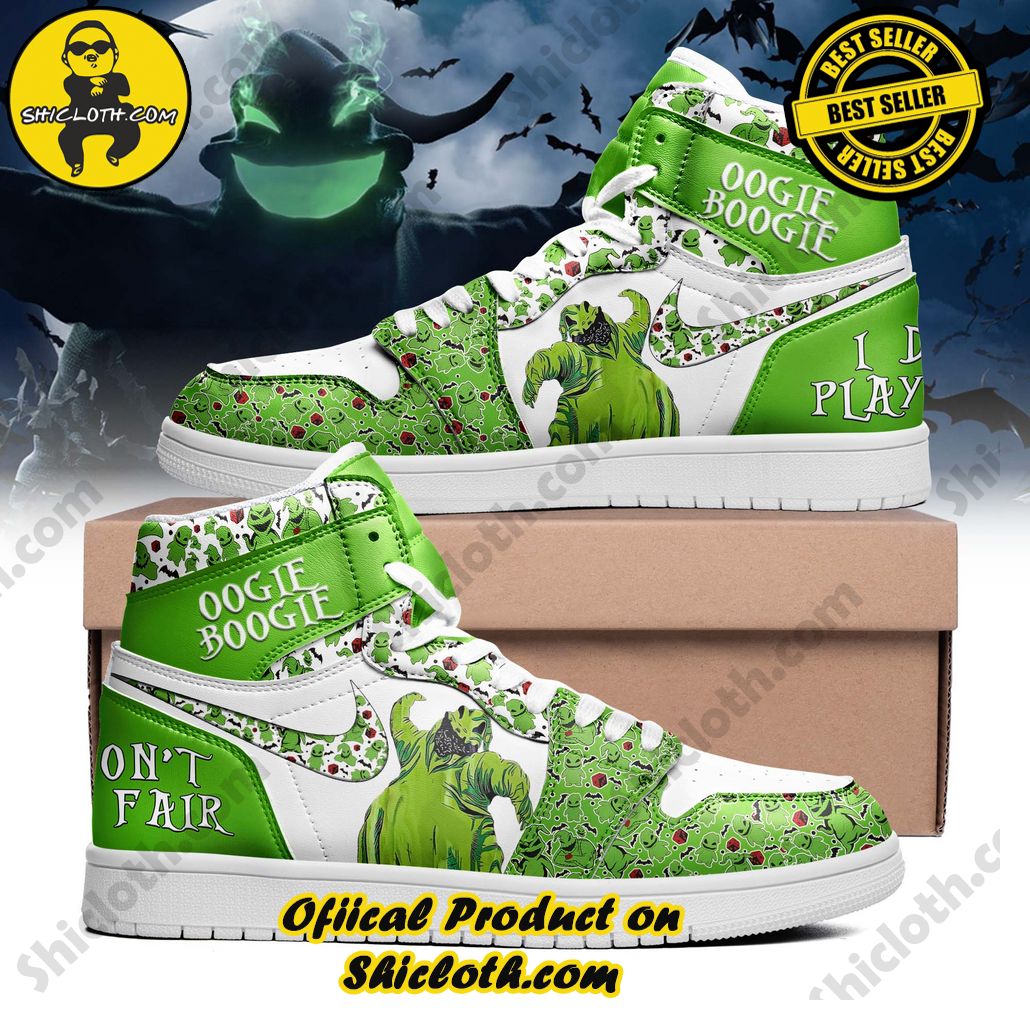 Step into Style: Introducing Shicloth's Nike Air Jordan 1 Sneakers 11 Disney Halloween Oogie Boogie I Don't Play Fair Nike Air Jordan 1, Hightop Sneakers