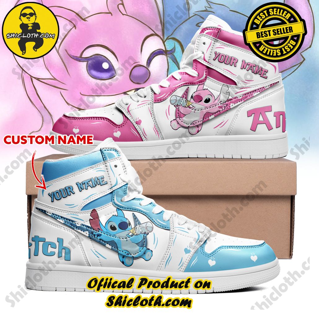 Step into Style: Introducing Shicloth's Nike Air Jordan 1 Sneakers 13 Disney Stitch Personalized Nike Air Jordan 1, Hightop Sneakers