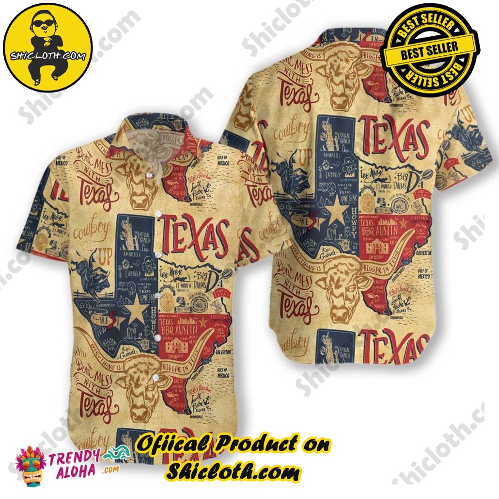 Show Your Team Spirit with Shicloth NCAA Beach Shirts 77 Don't Mess With Texas Longhorns Shirt, Casual Short Sleeve State Of Texas Hawaiian Shirt For Men, Patriotic Texas Gift Ideas