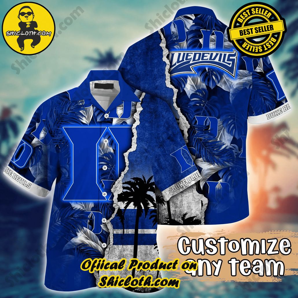 Show Your Team Spirit with Shicloth NCAA Beach Shirts 80 Duke Blue Devils NCAA Hawaiian Shirt Custom Parasols Aloha Shirt