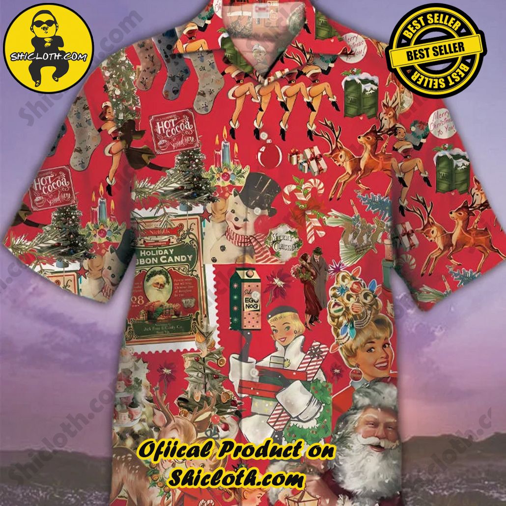 Shicloth Short Sleeve Shirts: Stay Cool and Look Sharp This Summer 19 Eye-Catching Red Vintage Christmas Poster Happy Dance And Christmas Gifts Printing Cuban Collar Hawaiian Short Sleeve Shirt