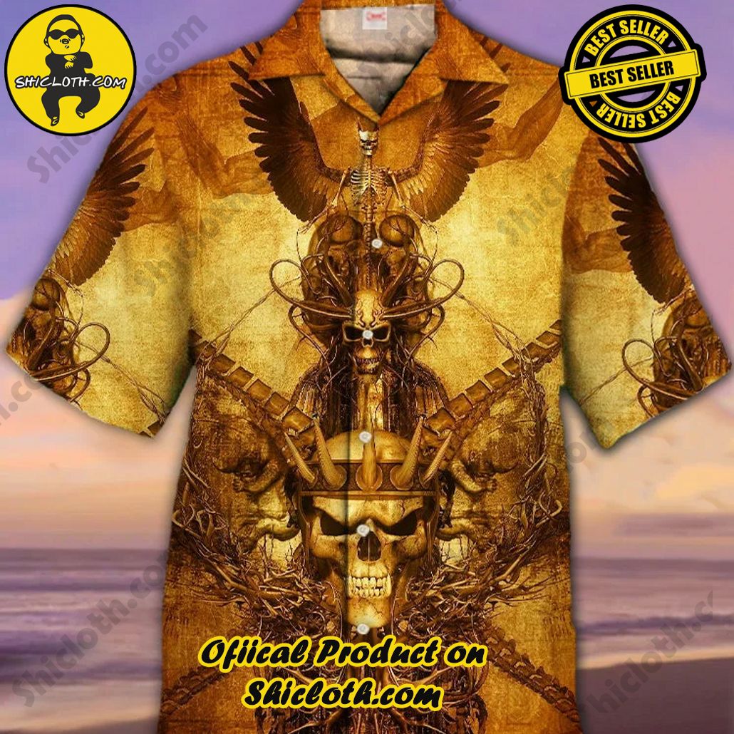 Shicloth Short Sleeve Shirts: The Perfect Way to Stay Cool and Comfortable on Your Beach Vacation 20 Eye-Catching Retro Skull With Chains And Skeleton Eagle Printing Cuban Collar Hawaiian Short Sleeve Shirt