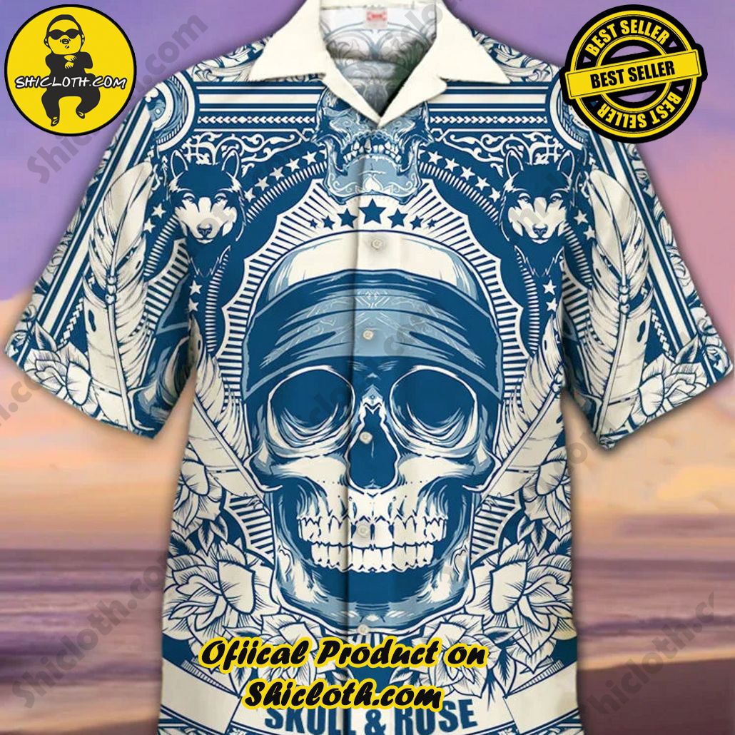 Shicloth Short Sleeve Shirts: Stay Cool and Look Sharp This Summer 26 Eye-Catching Vintage Tattoo Skull Art SKULL AND ROSE Printing Cuban Collar Hawaiian Short Sleeve Shirt