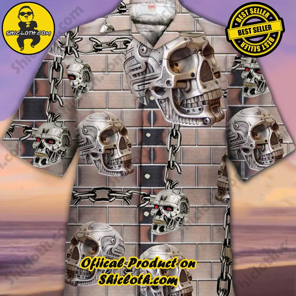 Shicloth Short Sleeve Shirts: Stay Cool and Look Sharp This Summer 27 Eye-Catching Vintage Wall And Chain Metal Skulls Printing Cuban Collar Hawaiian Short Sleeve Shirt