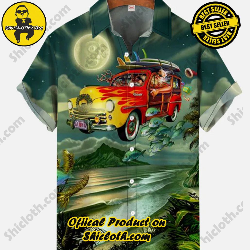Shicloth Short Sleeve Shirts: Stay Cool and Look Sharp This Summer 28 Fantasy Flying Retro Flaming Gift Car And Santa Claus Printing Short Sleeve Shirt
