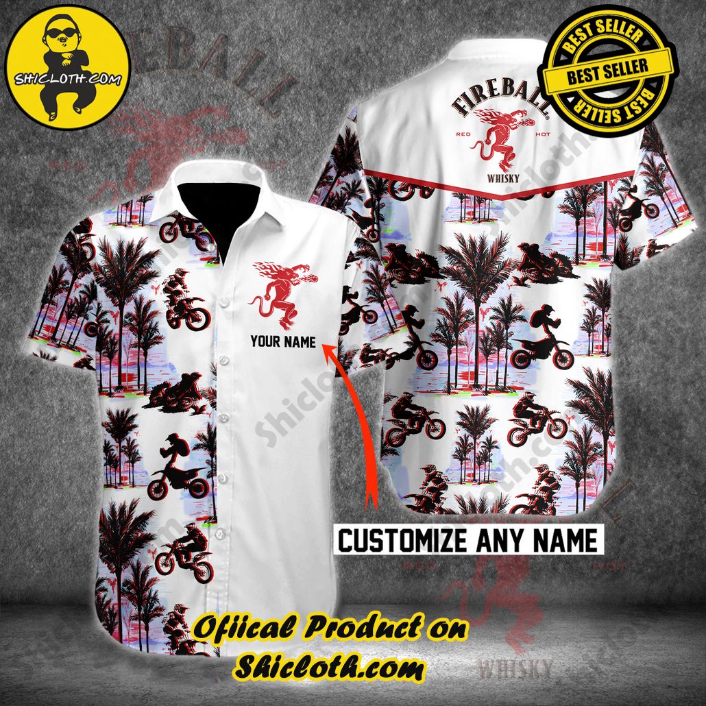 Discover Paradise: Shicloth's Button Shirt - Hawaiian Shirt 33 Fireball Motocross Custom Name Button Shirt - Hawaiian Shirt