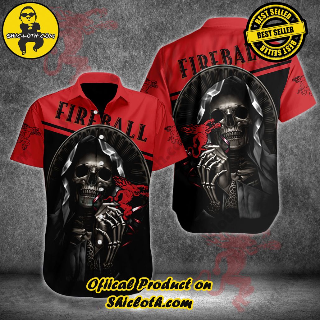 Unleash Your Inner Islander: Shicloth's Hawaiian Beach Shirts For Men 51 Fireball Skull Button Beach Shirts For Men
