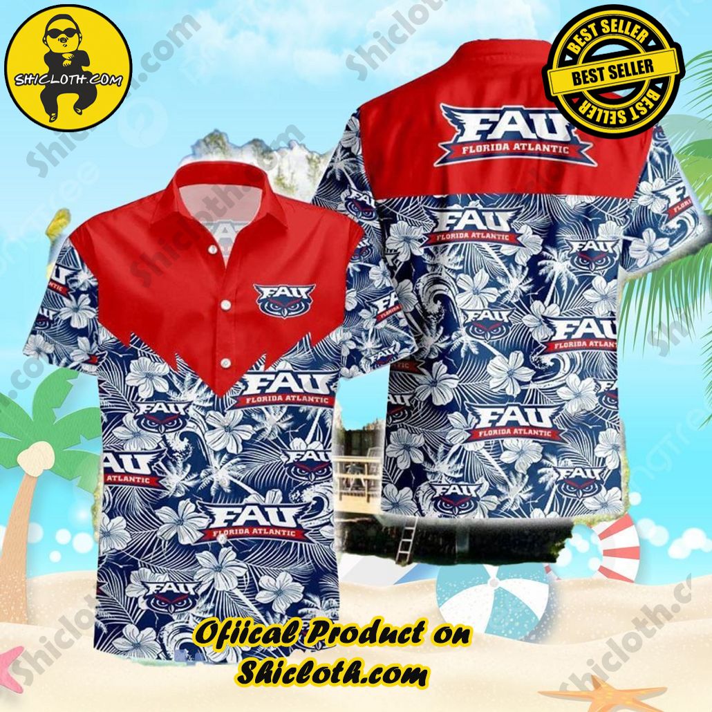 Show Your Team Spirit with Shicloth NCAA Beach Shirts 86 Florida Atlantic Owls NCAA Grunge Polynesian Tattoo Hawaiian Shirt Sumer Gift For Men And Women