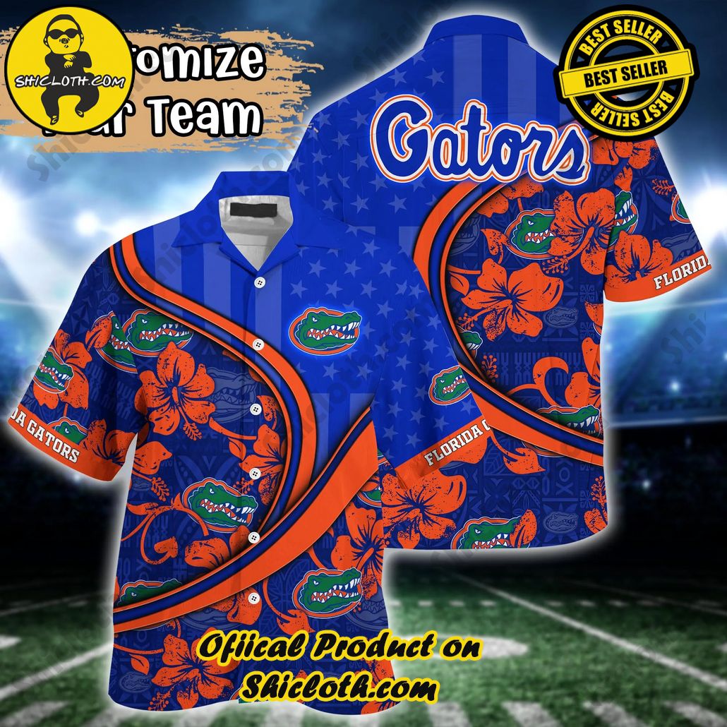 Show Your Team Spirit with Shicloth NCAA Beach Shirts 90 Florida Gators NCAA Us Flag Hawaiian Shirt Custom Summer Aloha Shirt
