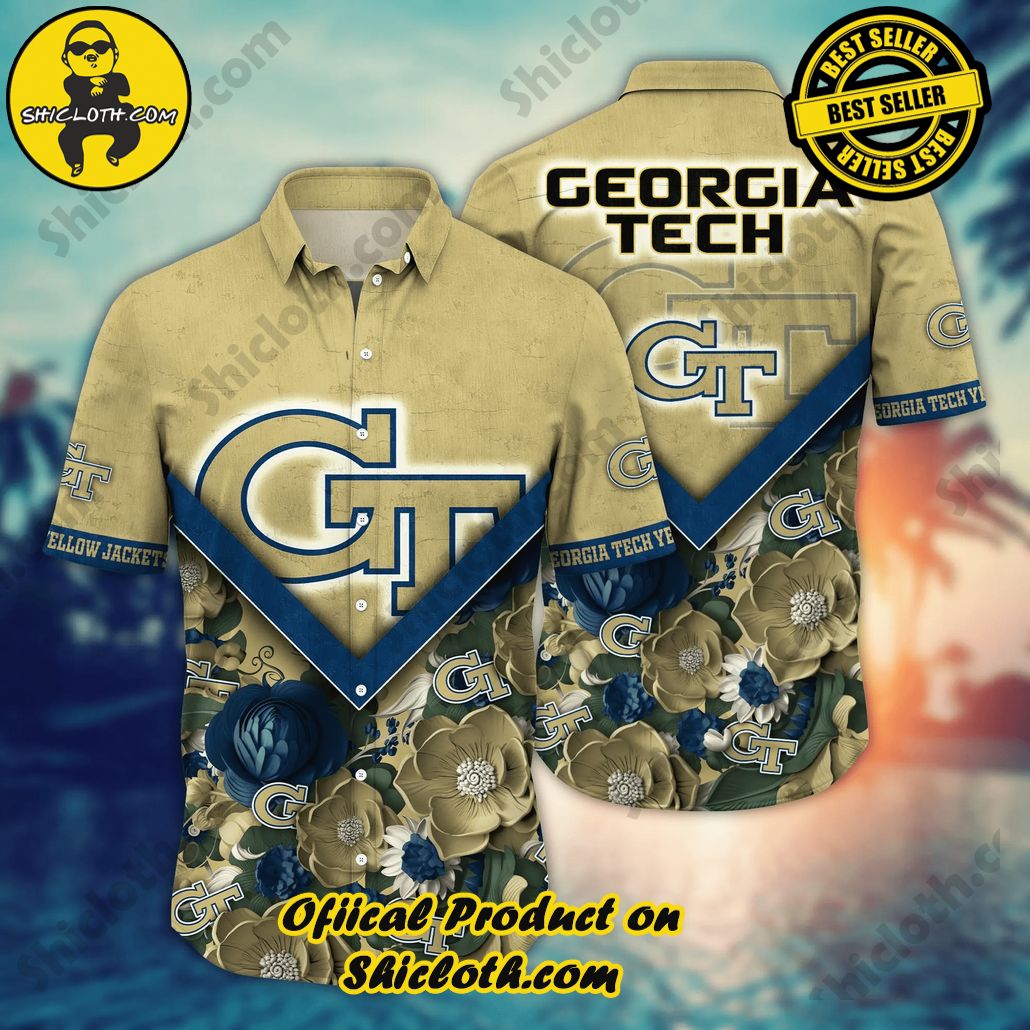 Show Your Team Spirit with Shicloth NCAA Beach Shirts 97 Georgia Tech Yellow Jackets NCAA Hawaiian Shirt Custom Fresh Mowed Lawns Aloha Shirt
