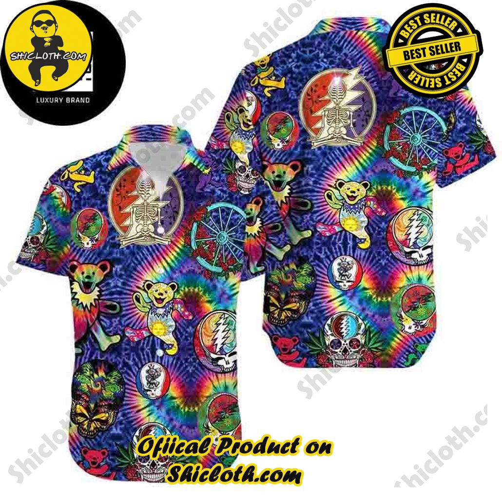 Tropical Vibes: Explore Shicloth's Hawaiian Shirt Collection 5 Grateful Dead Bear Dancing Tie Die Style 2024 Trendy Hawaiian Shirt