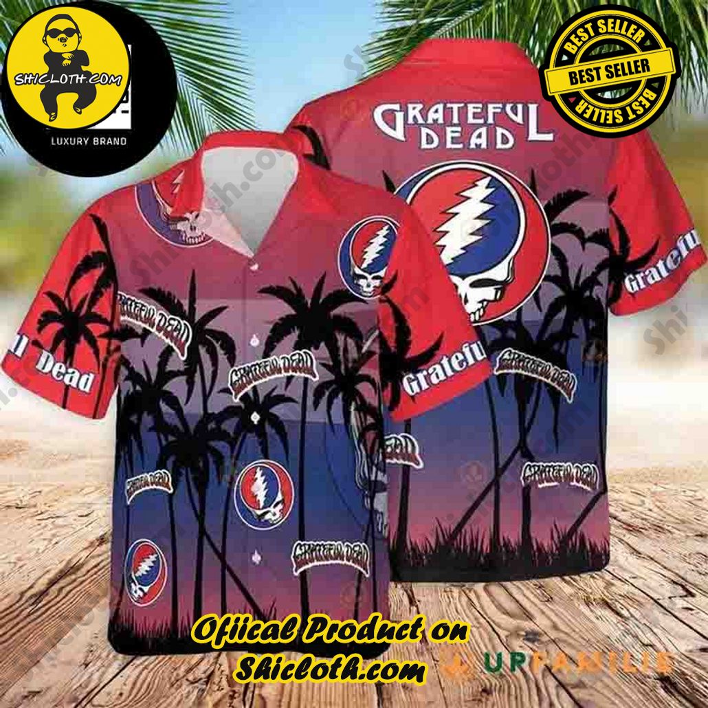 Tropical Vibes: Explore Shicloth's Hawaiian Shirt Collection 6 Grateful Dead Black Palm Trees Vintage 2024 Trendy Hawaiian Shirt