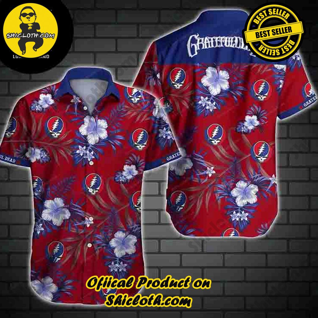 Tropical Vibes: Explore Shicloth's Hawaiian Shirt Collection 14 Grateful Dead Hibiscus Tropical Skull Blue Red 2024 Trendy Hawaiian Shirt