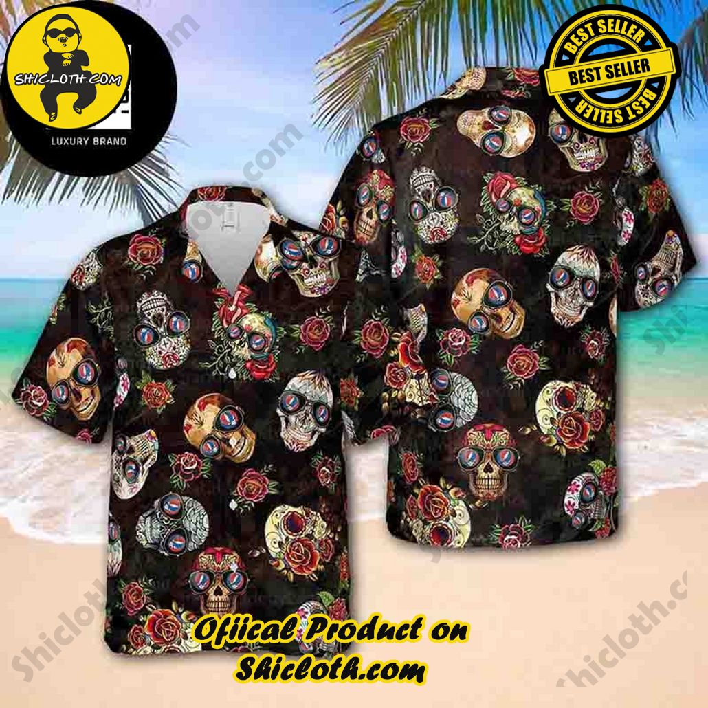 Tropical Vibes: Explore Shicloth's Hawaiian Shirt Collection 31 Grateful Dead Skull With Logo Glasses Floral 2024 Trendy Hawaiian Shirt