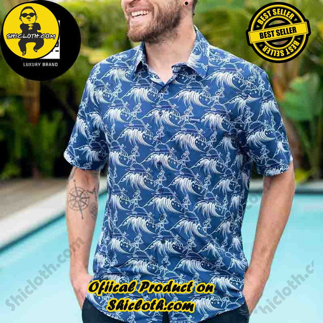 Tropical Vibes: Explore Shicloth's Hawaiian Shirt Collection 32 Grateful Dead Surfing Skeleton Blue And White 2024 Trendy Hawaiian Shirt
