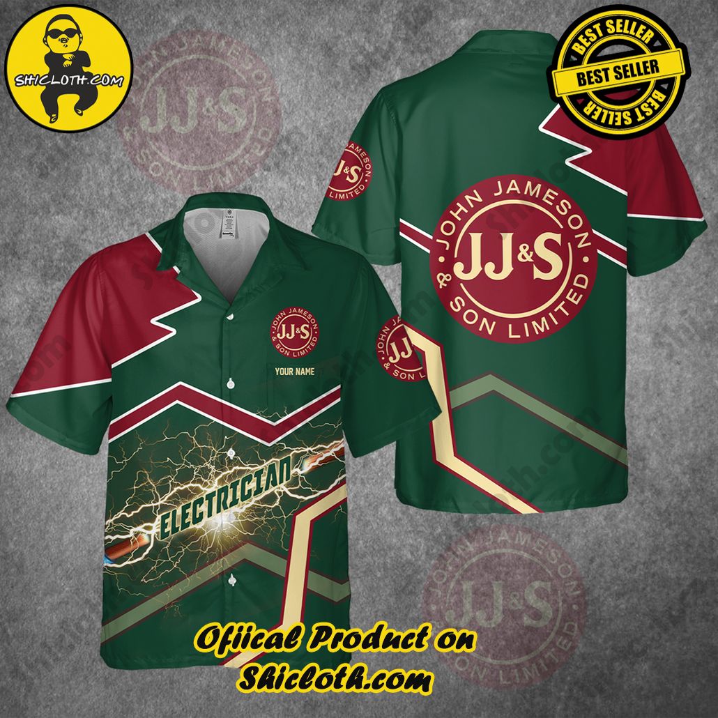 Discover Paradise: Shicloth's Button Shirt - Hawaiian Shirt 43 Jameson Custom Name Electrician Button Shirt - Hawaiian Shirt