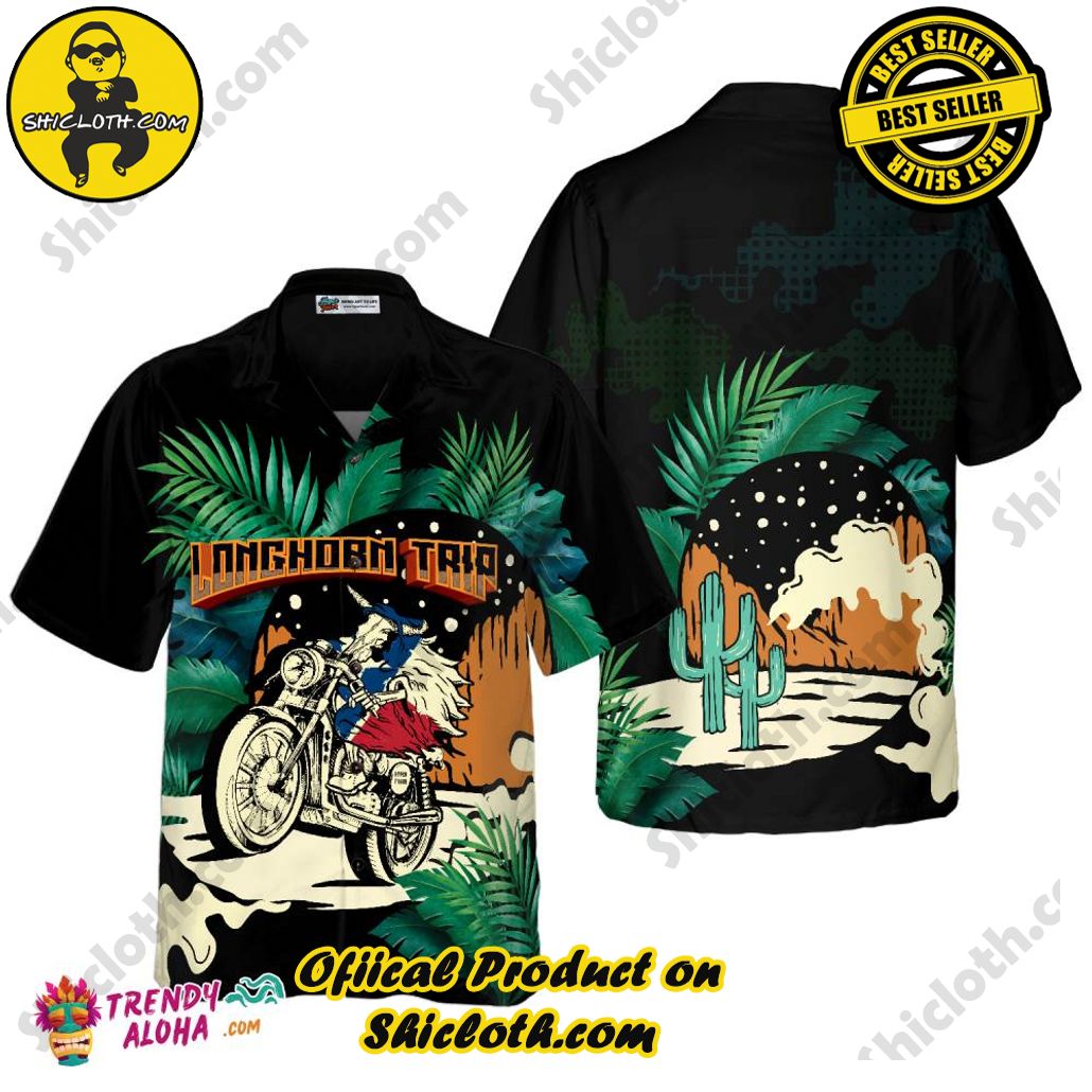 Shicloth Beach Shirts: The Perfect Way to Beat the Heat 16 Longhorn Trip Texas Hawaiian Shirt For Men, Skull Motocycle Vintage Shirt, Proud Texas Shirt For Texans