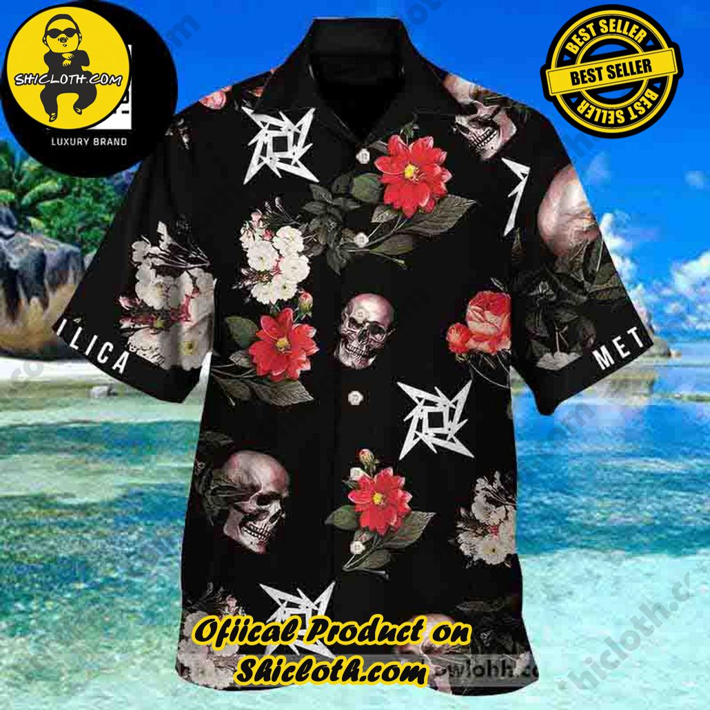 Tropical Vibes: Explore Shicloth's Hawaiian Shirt Collection 45 Metallica Logo And Tropical Flower 2024 Trendy Hawaiian Shirt