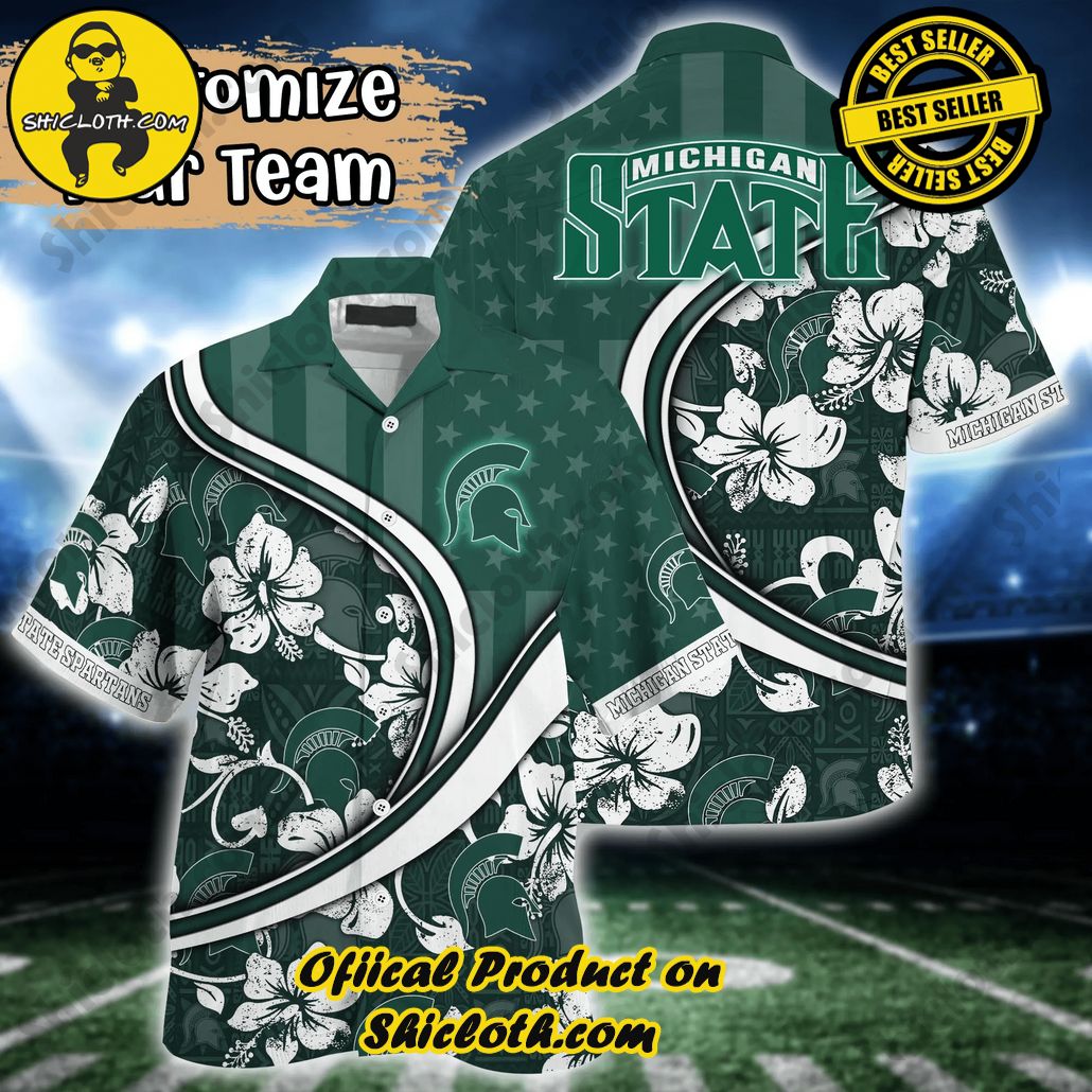 Shicloth Beach Shirts: The Perfect Way to Beat the Heat 54 Michigan State Spartans NCAA Us Flag Hawaiian Shirt Custom Summer Aloha Shirt