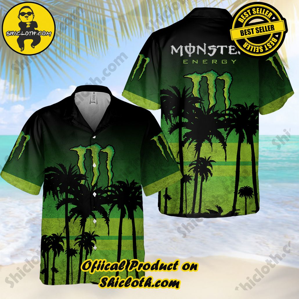 Discover Paradise: Shicloth's Button Shirt - Hawaiian Shirt 49 Monster Energy Palm Button Shirt - Hawaiian Shirt