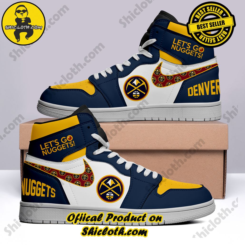 NBA Denver Nuggets Let's Go Nugget Nike Air Jordan 1, Hightop Sneakers